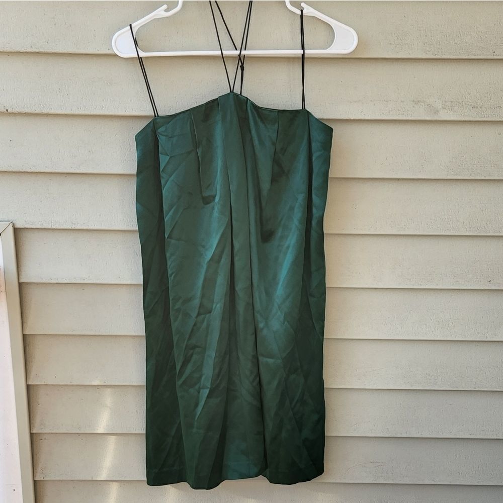 Wren satin green mini dress